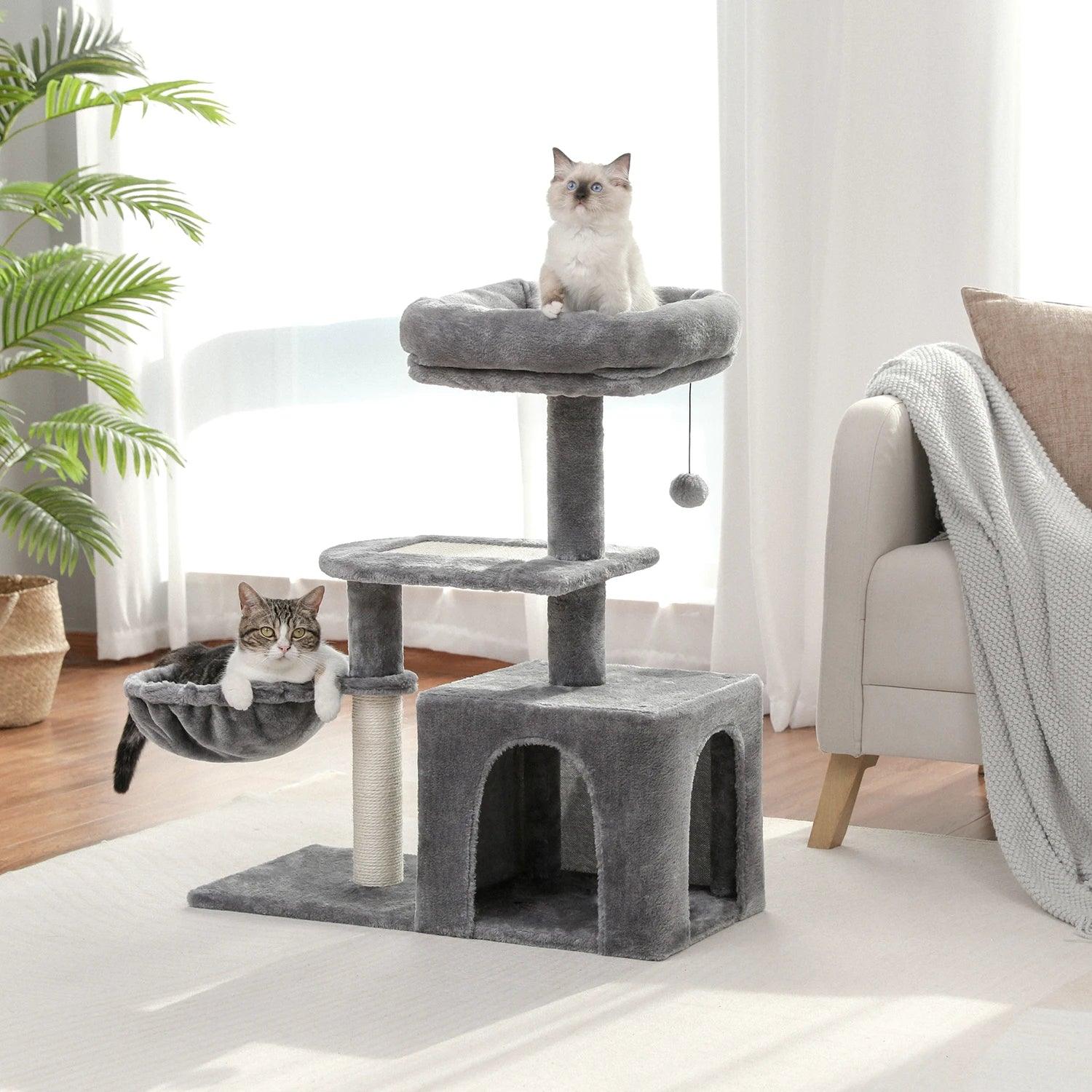 Natural Sisal-Covered Scratching Small Cat Tree - Meowfunpets